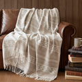 1-Piece 50x60' Cotton Blend Throw, Ivory Stripe